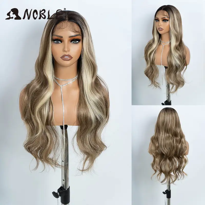 Noble Cosplay Lace Front Wig 30 Inch Lace  Long Wavy 360 0mbre Blonde Wig Red African American Synthetic Wigs For Black Women - Image 7