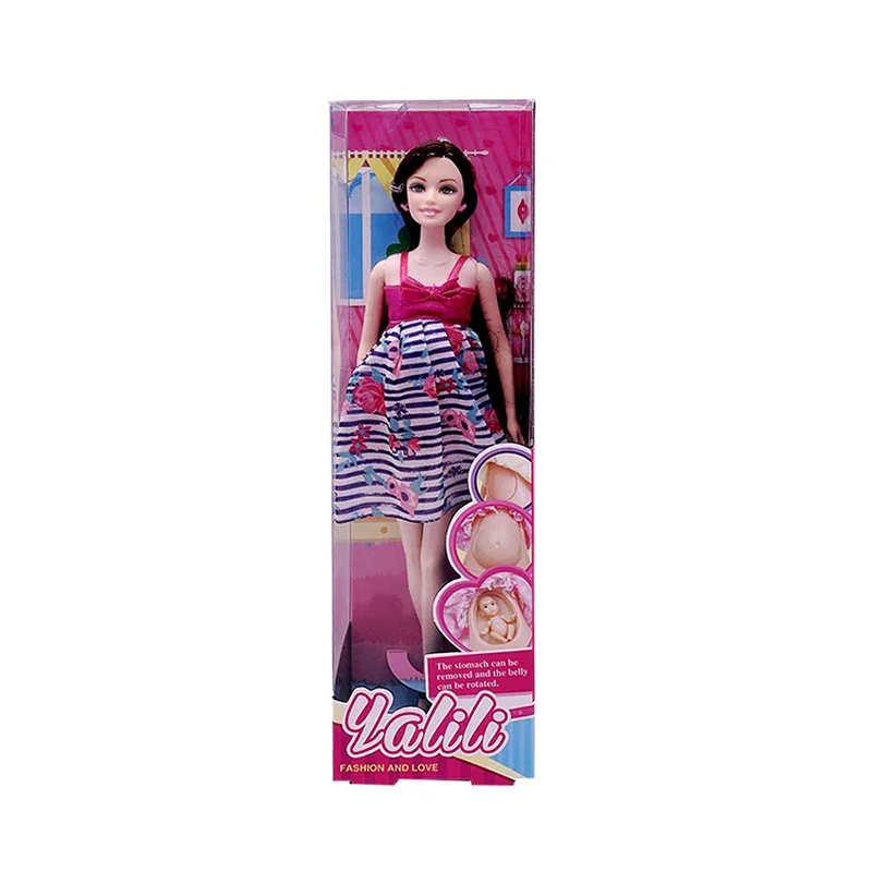 Handmade 11.5 Inches Pregnant Mom with One Baby in Her Belly Doll Girl's Toy Doll with Dress for Girl Color Box 5 Choices - Bilde 4