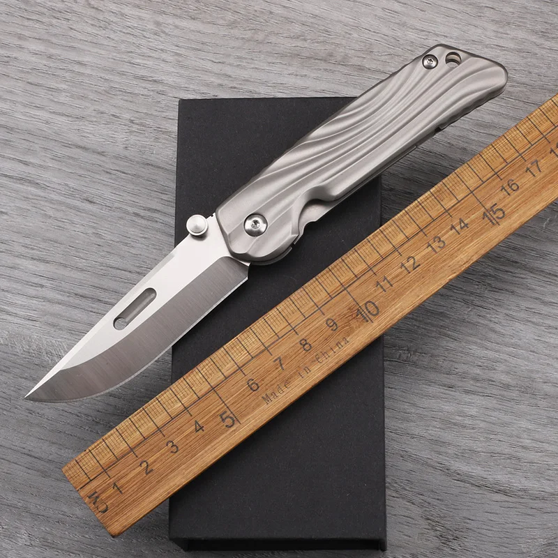 

AUS8 Steel Sheet Titanium Alloy Handle Folding Knife Outdoor Survival Mountaineering Camping Portable EDC Tool