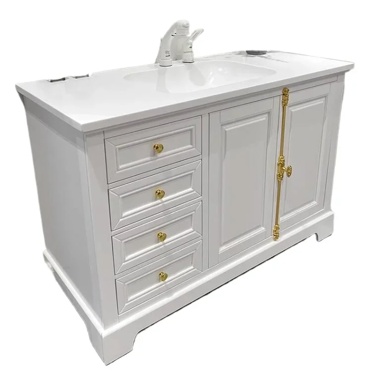 Waterproof Plywood Sintered Stone Bathroom Vanity With Mirror Wash Basin For Hotel Bathroom