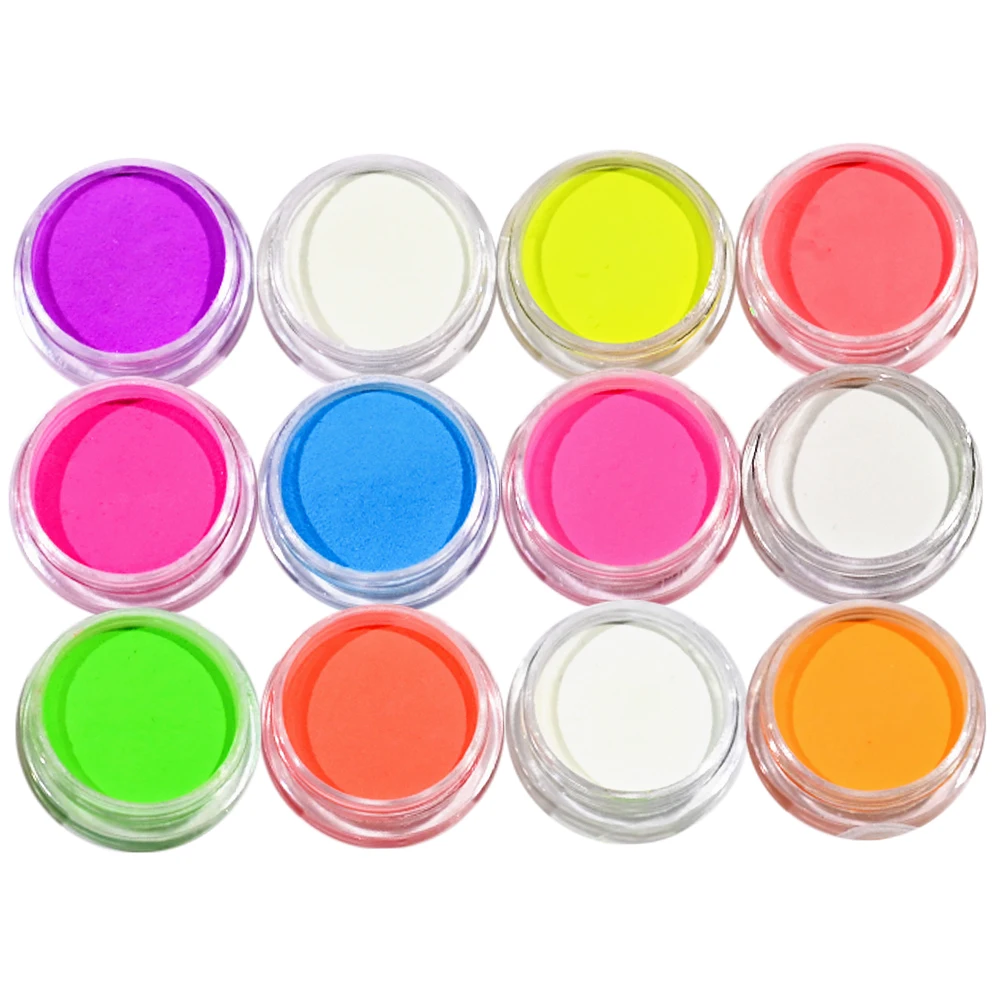 Halloween Luminous Pigment Nail Powder 12-Colorful Glow in Dark Phosphor Powder DIY Party Epoxy Resin Luminous 1/12Pcs
