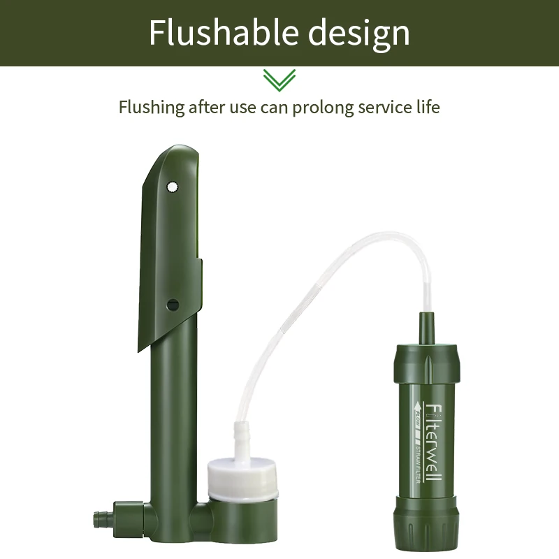 Filterwell Mini Pocket Hand Pump Water Filter Outdoor Survival Portable Drinking Purifier Filters For Travel Hiking Camping Trip