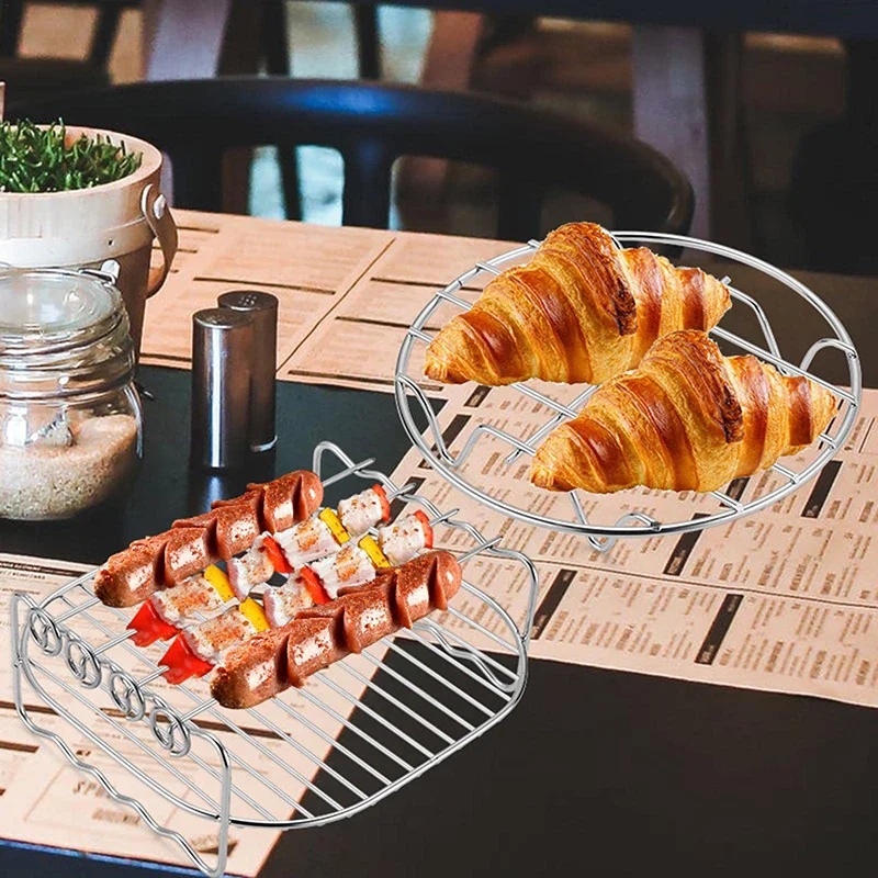 Roasting Rack 6, 7, 8 Inches Round Stainless Steel Air Fryer Accessories Cooking Rack Single-layer Grill