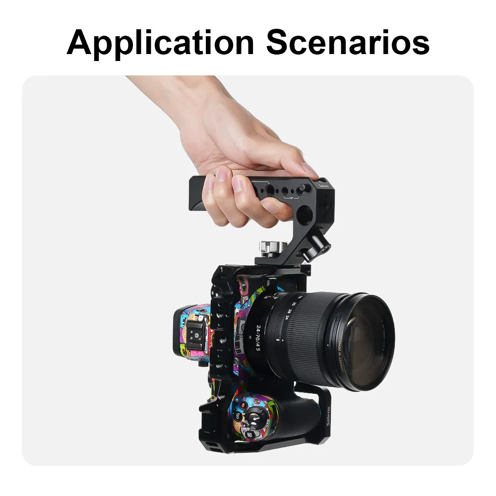 Selens Camera Top Handle Grip with Cold Shoe Mount 1/4 3/8 Screw Quick Release For Sony A7III A73 Series Cage DSLR Cheese Handle 3