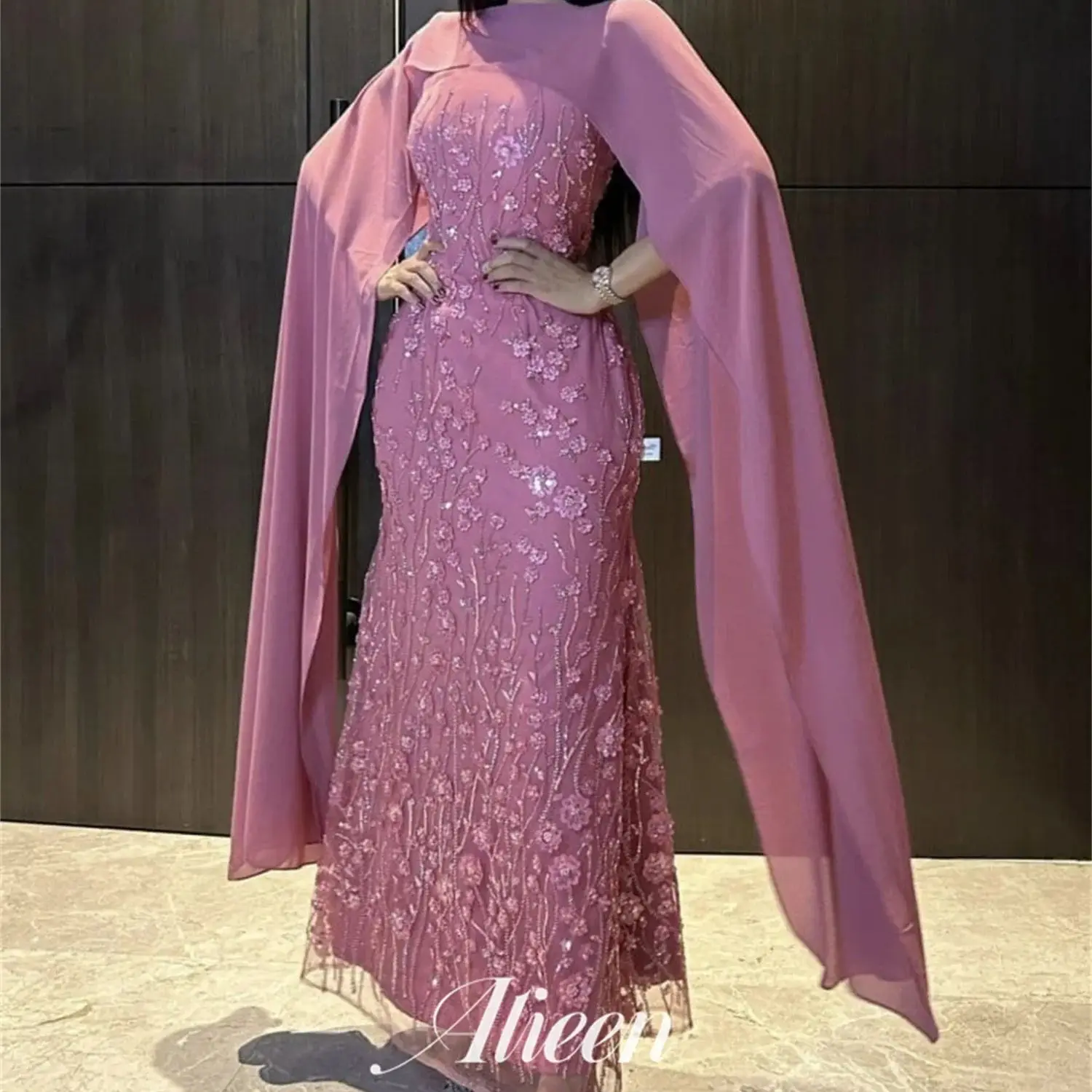 

Aileen Beads Flowers Luxurious Manual Saudi Arabia Elegant Luxury Evening Dress 2024 Dresses for Special Events Ball Gowns Party