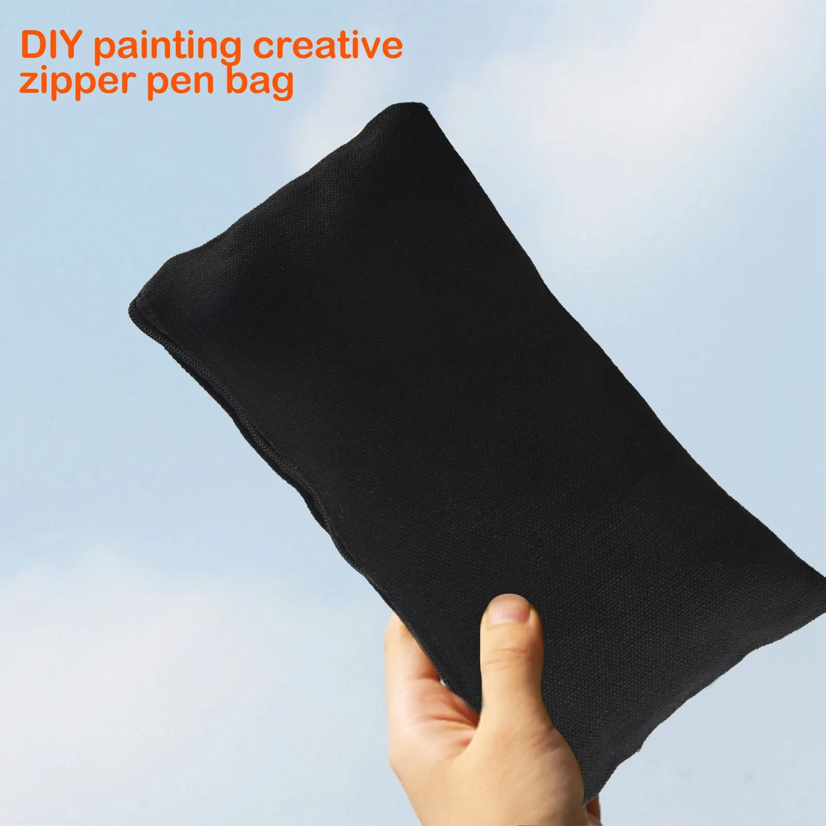 캔버스 지퍼 파우치 가방, 캔버스 메이크업 가방, 연필 케이스, 빈 DIY 공예 가방, 여행 DIY 공예 학교 블랙, 40 개