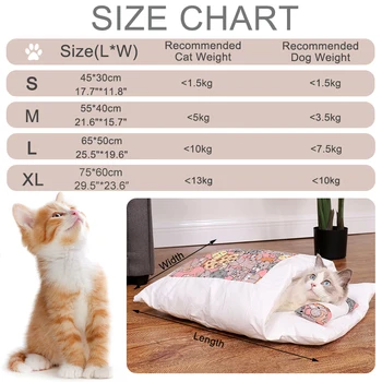 Japanese Cat Bed Warm Cat Sleeping Bag Deep Sleep Cave Winter Removable Pet House Bed for Cats Dogs Nest Cushion with Pillow 6