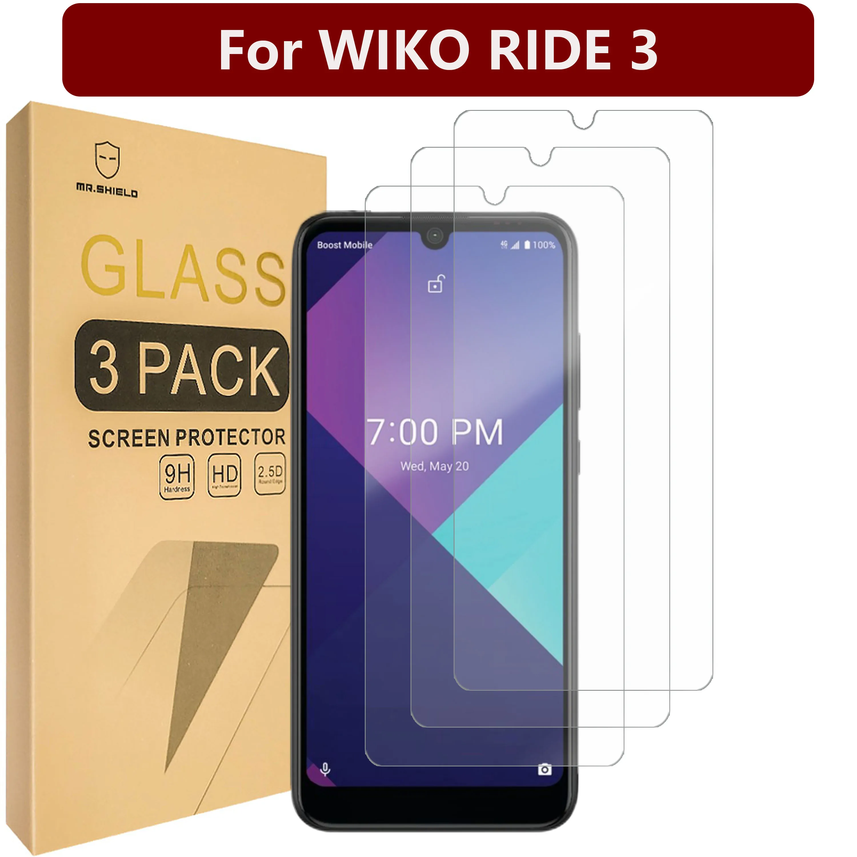 

Mr.Shield [3-Pack] Designed For WIKO RIDE 3 [Tempered Glass] [Japan Glass with 9H Hardness] Screen Protector