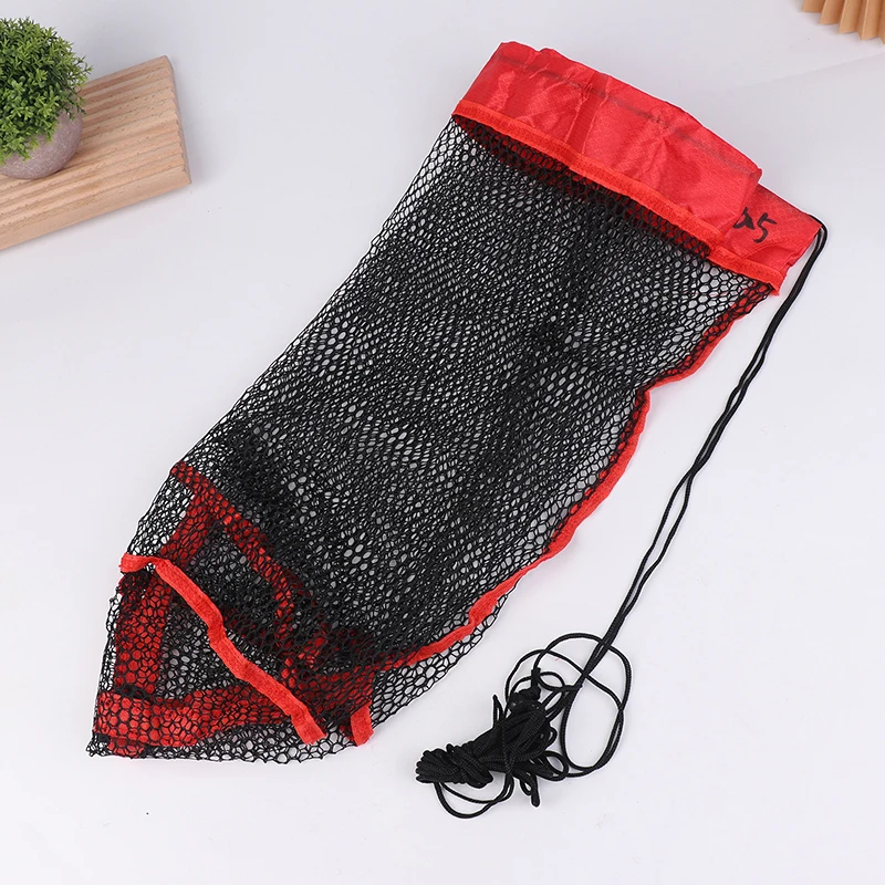 Fish Landing Net,Fishing Catching Collection Bag With Drawstring Portable Folding Thickening Small Grid Mesh Bag Fishing Gear