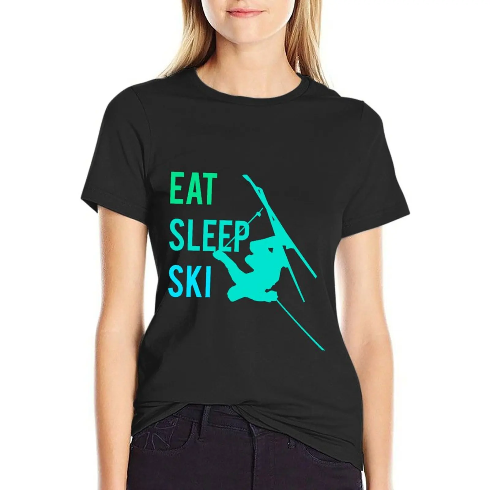 

Женская футболка с надписью «Eat Sleep»