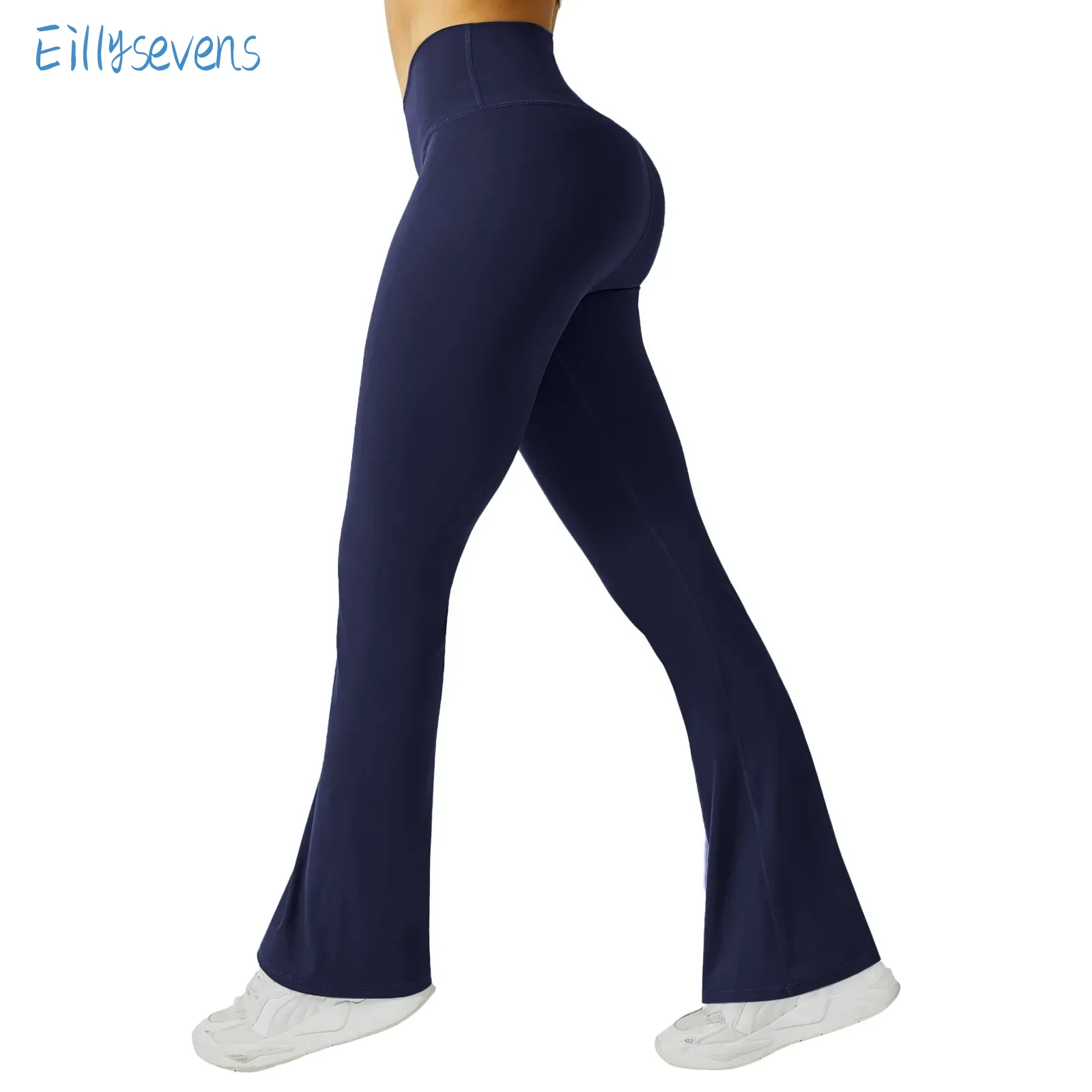 

Women Stretch Yoga Leggings Causal Fitness Running Gym Sports Pants High Waist Solid Color Slim Fit Butt Lift Flared Trousers