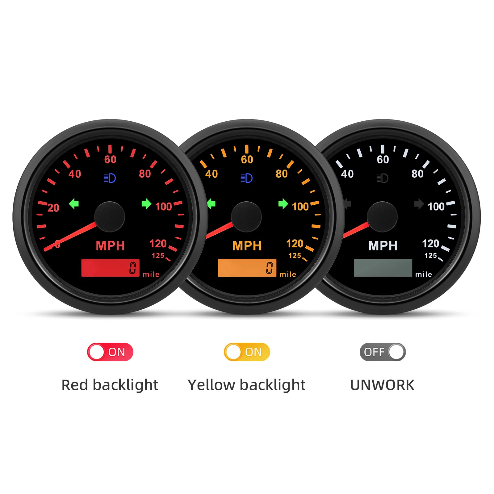 GPS Snelheidsmeter voor Auto, 85mm/3.35in GPS Snelheidsmeter Kilometerteller Gauge IP67 Waterdicht met Rode Achtergrondverlichting voor Jacht Boot