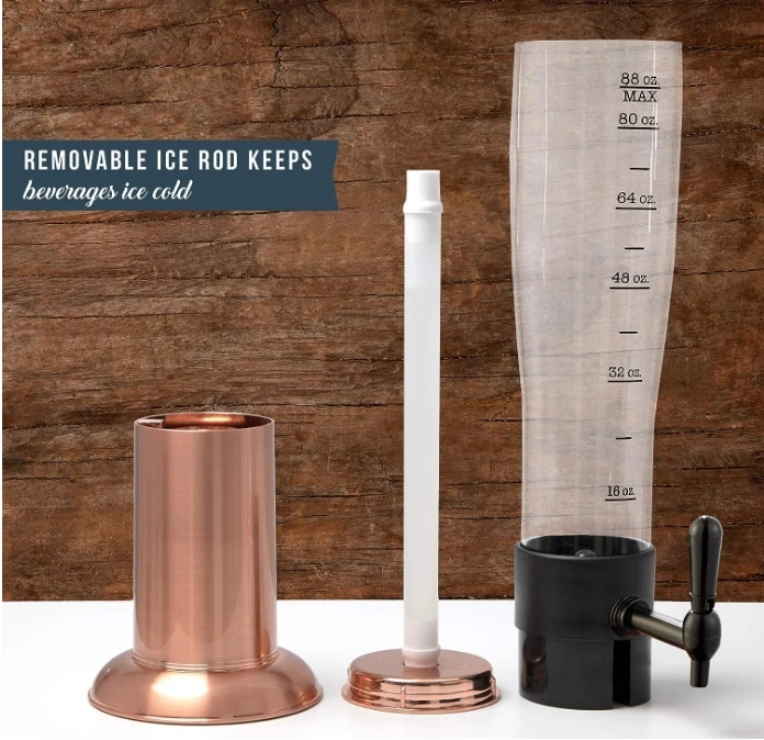 Beer tower drink dispenser with Pro-Pour faucet and freezer tube to keep drinks cold, perfect for parties and game days 5