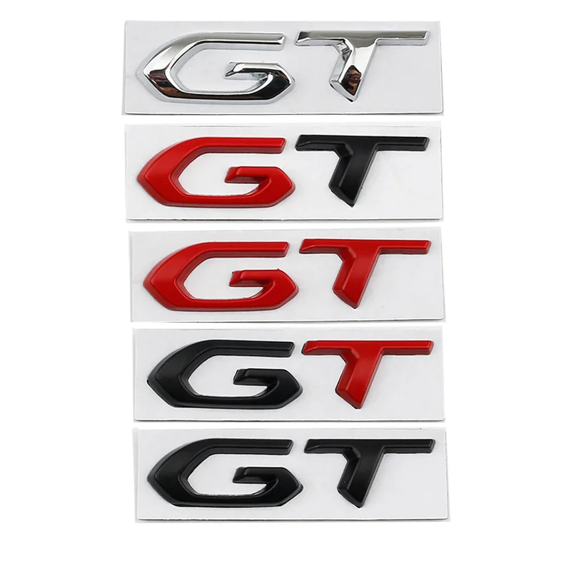 Car 3D Metal Gt Logo Body Trunk Emblem Badge Decalcomanie Sticker Per Kia Peugeot 206 207 208 301 405 406 407 508 2008 3008