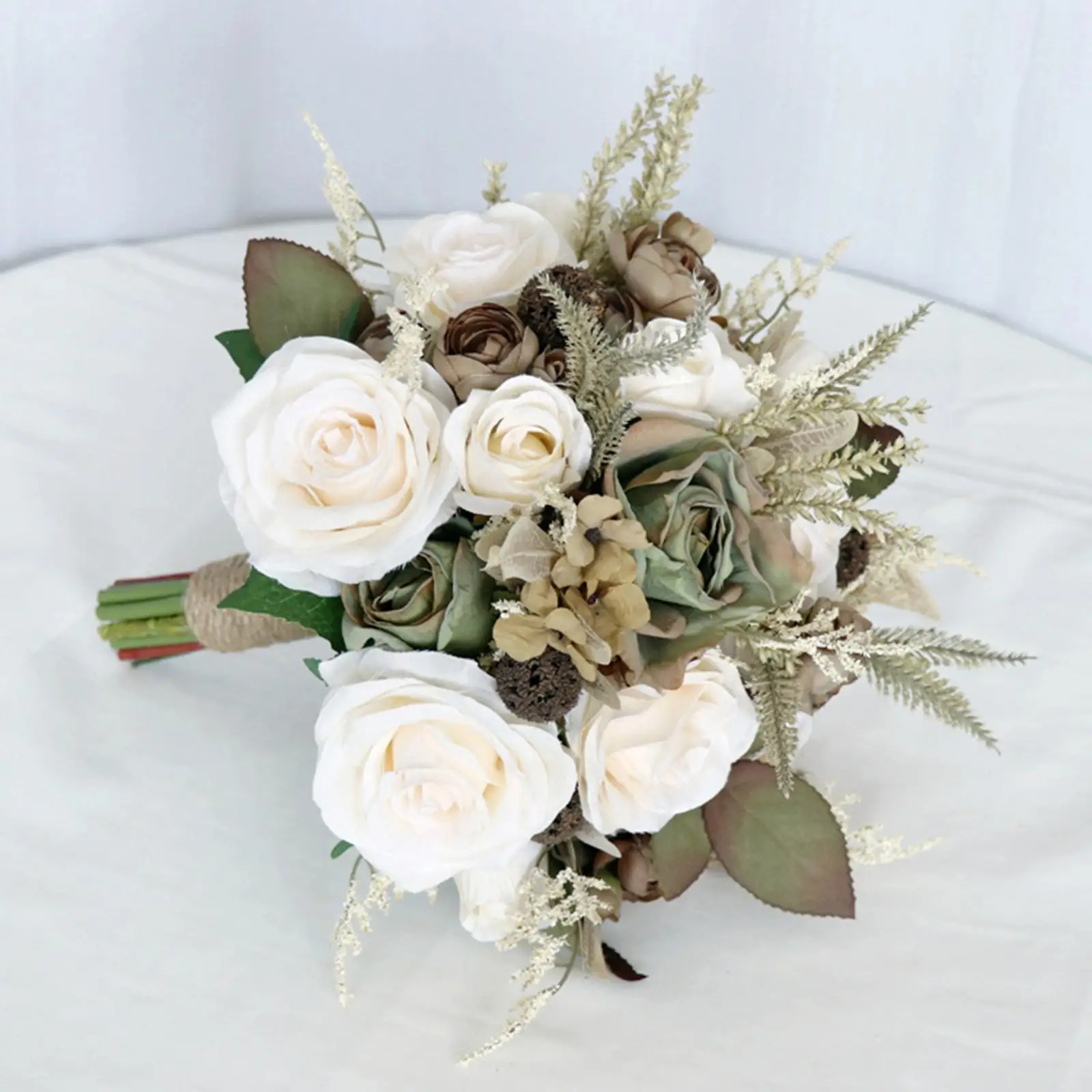 Artificial Silk Flowers Wedding Bride Bouquet Photo Props Bride Hands Holding Bouquet for Home Wedding Christmas Decor Bedroom