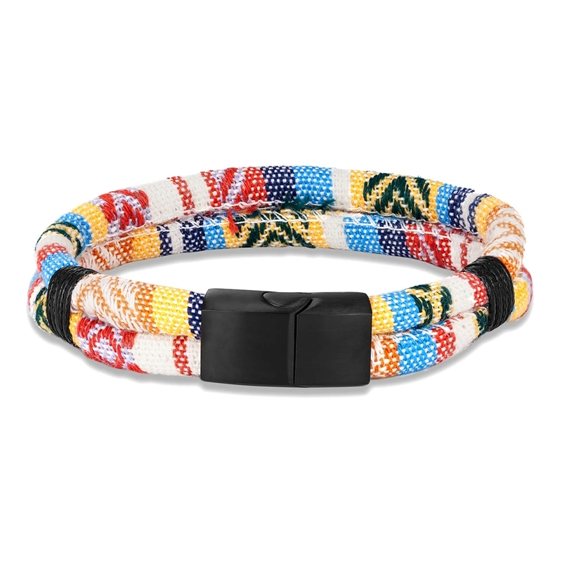 MKENDN – Bracelet en corde de fil nautique pour hommes et femmes, bijou de méditation, de Yoga minimaliste, en acier inoxydable, pour Couple rouge
