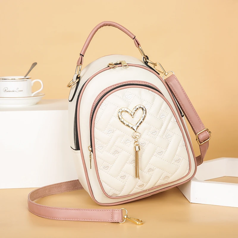 2022 Female Leather Backpack Fashion Bagpack Luxury Shoulder Back Bag Preppy Style Backpacks for Girls Cute Bookbag Rucksack