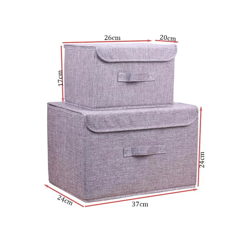 New Washable Cotton Linen Fabric Folding Cd Storage Box Foldable Bins Toys Organizer With Lid