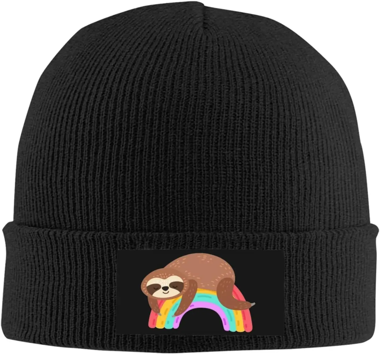 Cartoon Sloth Rainbow Funny Knit Hats for Men and Women Plain Cute Knit Hat Winter Soft Warm Stretch Thick Trendy Beanies Hats