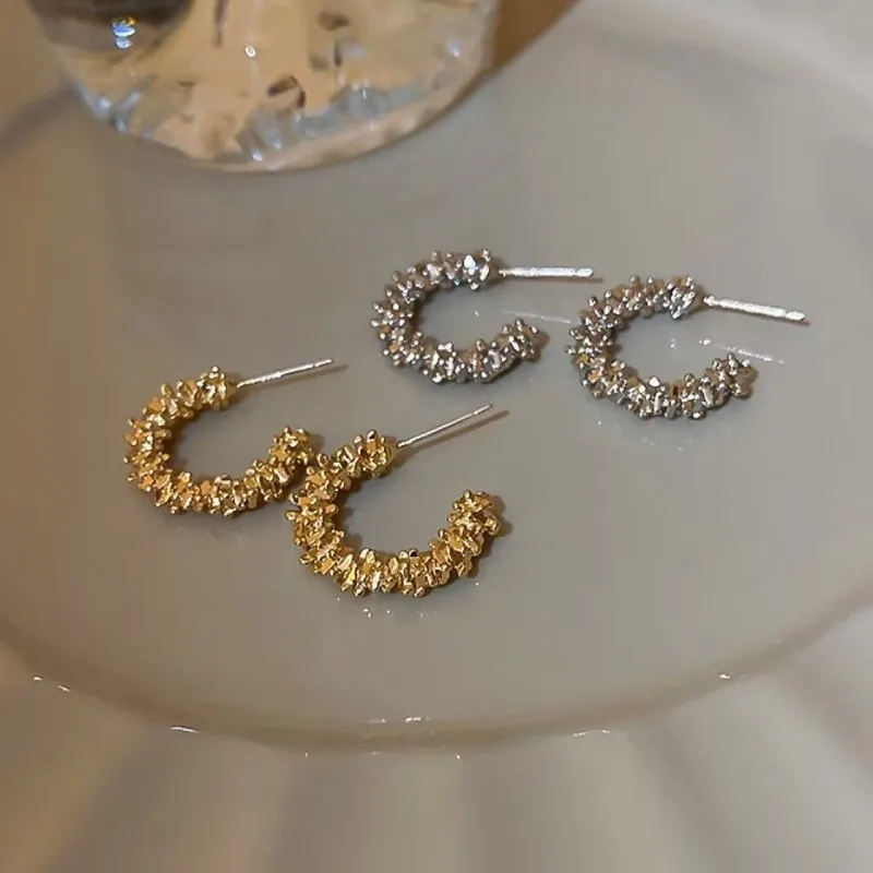 Retro C-shaped Geometric Earrings for Women Fashion Metal Gold Silver Color Stud Earring Luxury Wedding Trendy Jewelry Party
