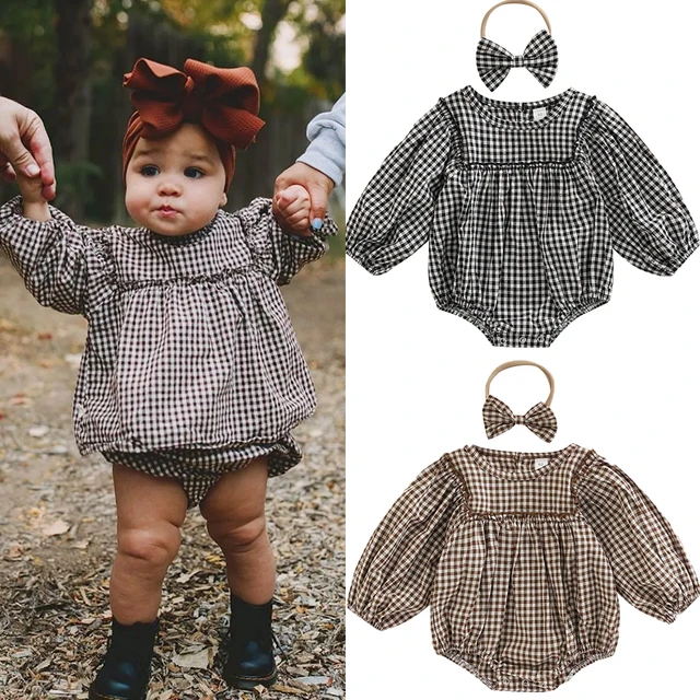  Baby Boy Girl Fall Clothes Crewneck Sweatshirt Romper  Checkerboard Long Sleeve Bodysuit Oversized Pullover Top (Coffee  Checkerboard , 0-6 Months ) : Clothing, Shoes & Jewelry