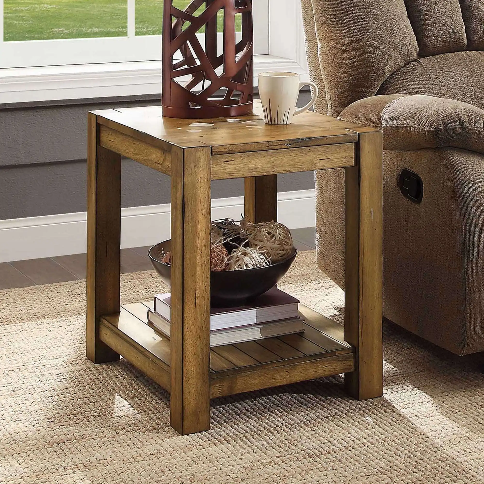 

Better Homes & Gardens Bryant Solid Wood End Table, Rustic Maple Brown Finish