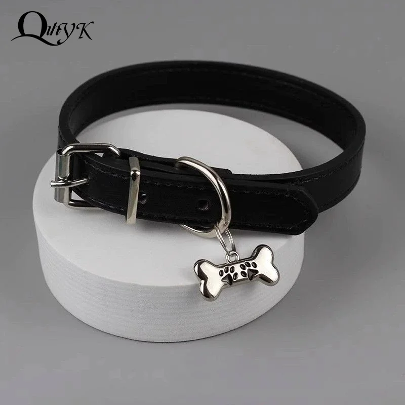 Dog Claw Bone Necklace Trendy Punk Colorful For Women Exquisite PU Leather Charms Choker Sweet Cool Party Jewelry Y2K Gifts