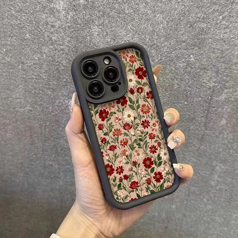 Vintage Wine Red Floral Pattern Phone Case - TPU Cover