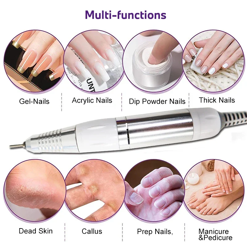 35000 RPM Electric Nail Drill Electric Nail File With Cutter Manicure Nail File Tool Polishing Drill Suitable for Salons 3