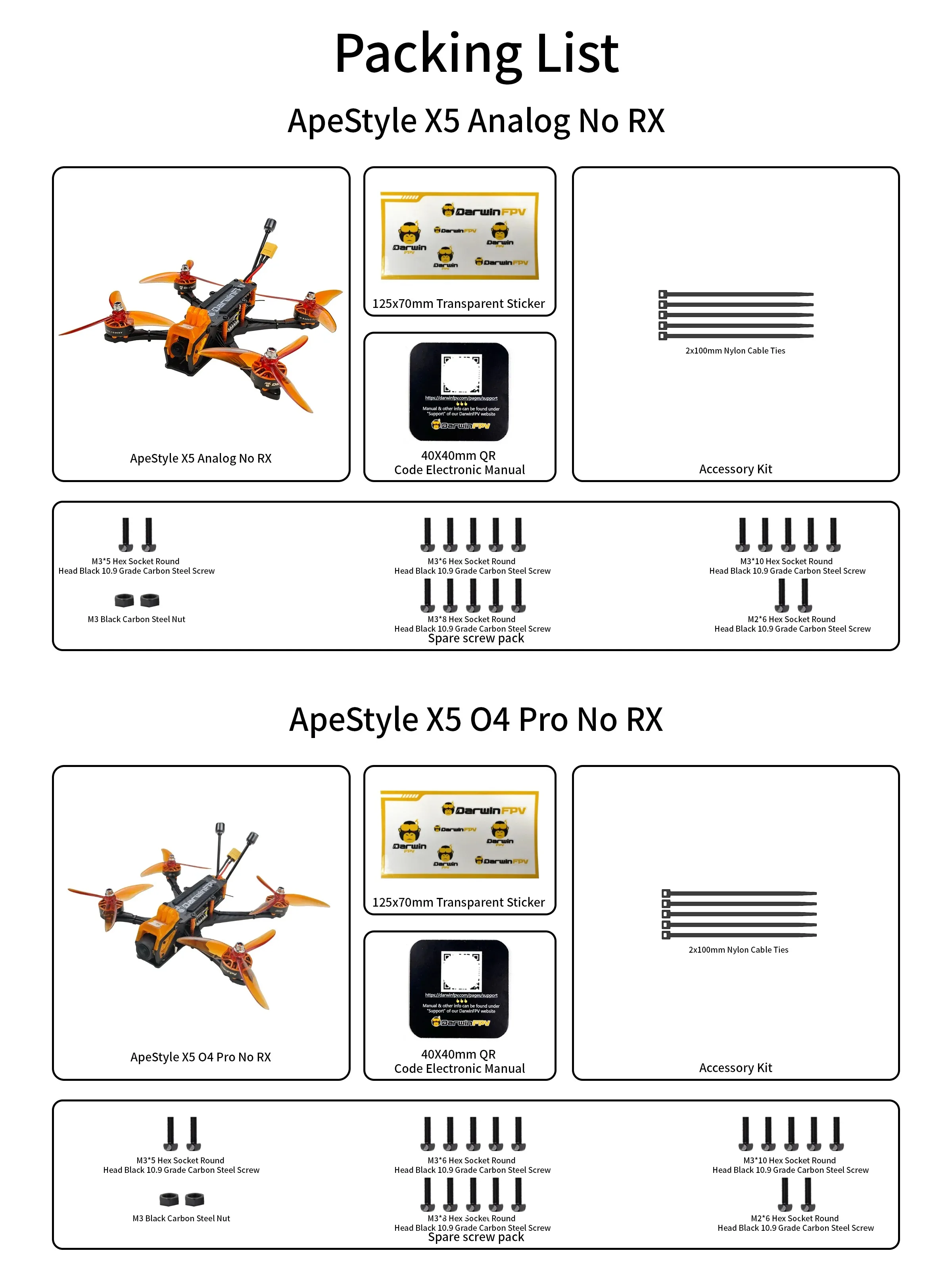 DarwinFPV NEW ApeStyle D5/X5 FPV Drone For 6S 1500mAh 120C XT60C/4000mAh 120C 10C 60C Battery DarwinFPV2507-1800KV Motor FPV thumbnail 6