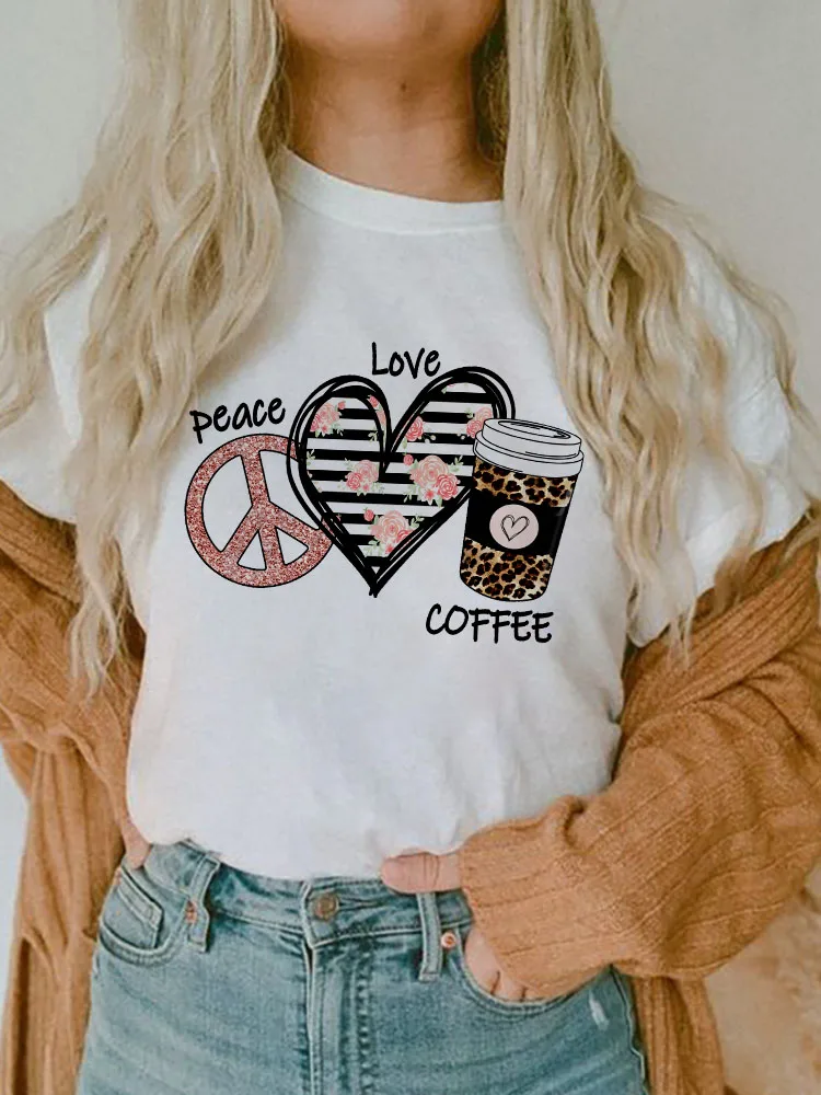 

Футболка женская с принтом «Love Coffee», топ с коротким рукавом в стиле Харадзюку, Повседневная рубашка с графическим принтом