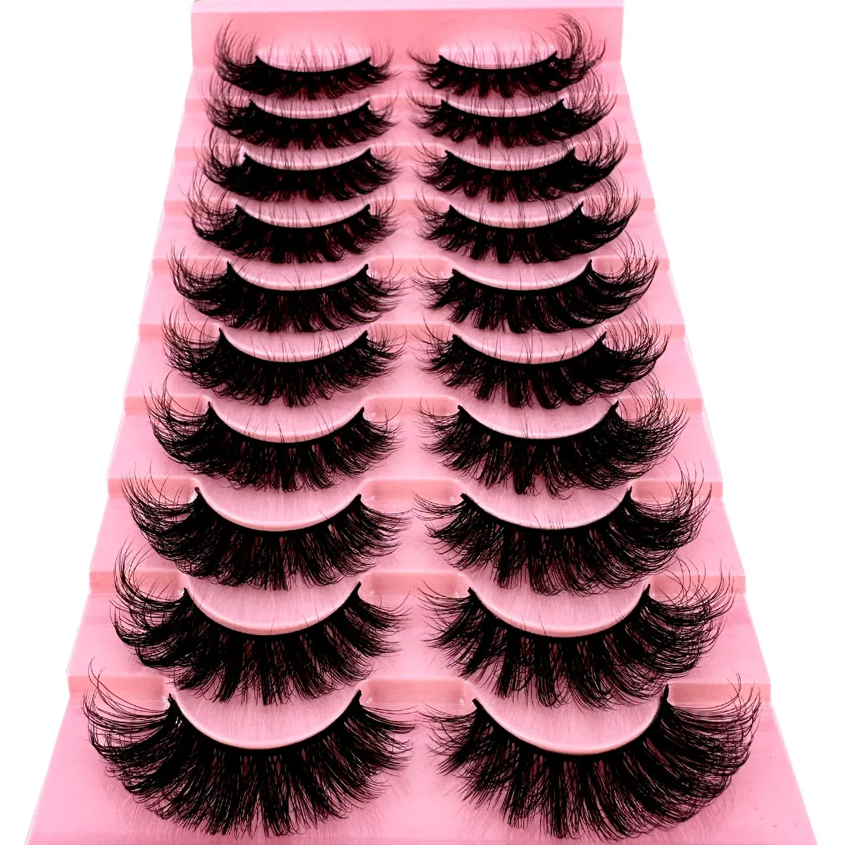 NEU 10 Paar Katzenaugen-Wimpern, flauschige künstliche Nerzwimpern, 8D-Wimpernpackung, dramatische lange, dicke Volumenwimpern, falsche Wimpern – Detail 3