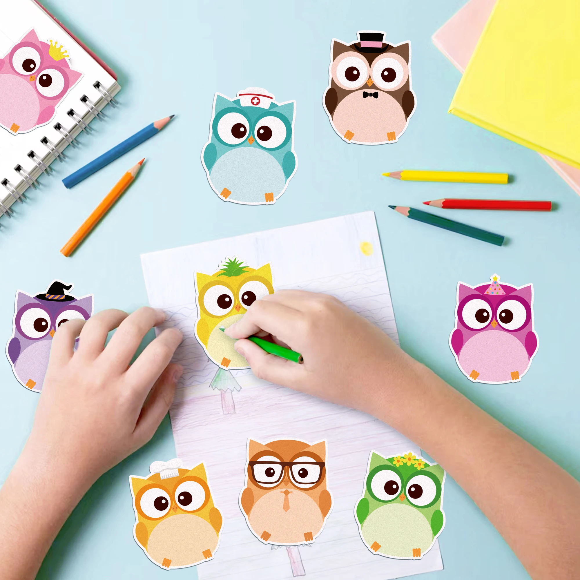 240 Pages Cartoon Animal owl Memo Pads Set Sticky Notes Stationery Label Notepad Self-Adhesive Memo Book For School Office 3