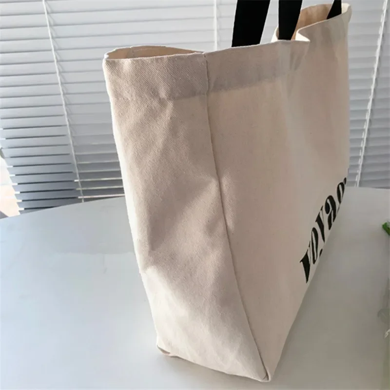 Versatile Letter Voyage Canvas Tote Bag, Large Capacity Handbag Shoulder Bags for Women Travel Shopping Bag, Student Schoolbags