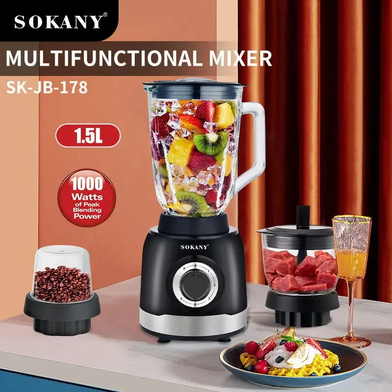 

3 In 1 Blender and Food Processor Combo for Kitchen, Electric Food Chopper for Meat and Vegetable, for Smoothies and Shakes