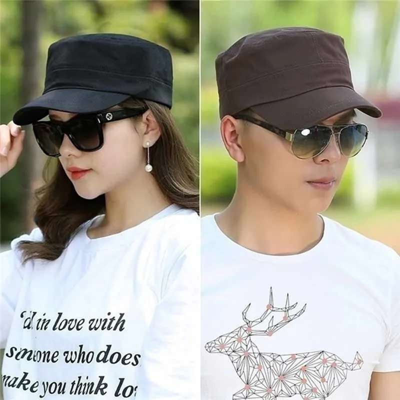 Hot Sale 1PC Fashion Men Women Five Colors Unisex Adjustable Classic Style Plain Flat Vintage Army Hat Cadet Military Patrol Cap_voghion.com
