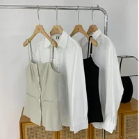 Loose Long Sve irt Single Button Collar Vest Autumn Faion Women's Two-Piece Set Ele Busin Casual Sle - Image 4