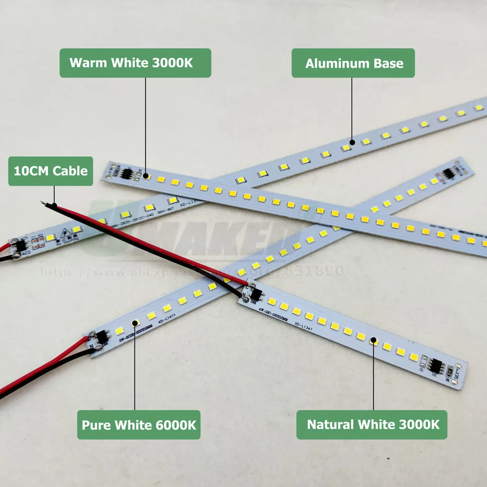 X5 X10 X20Pc LED PCB Lights AC220V 10CM 20CM 30CM 50CM SMD2385 Warm/Natural/Cold White Kitchen Under Cabinet Hard Strip Lamp DIY