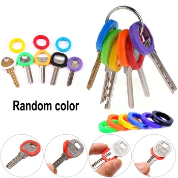 10pcs 24pcs 32pcs Color Key Sleeve Mixed Color Soft Silicone Elastic Key Ring DIY Key Pendant Marking to Distinguish The Key
