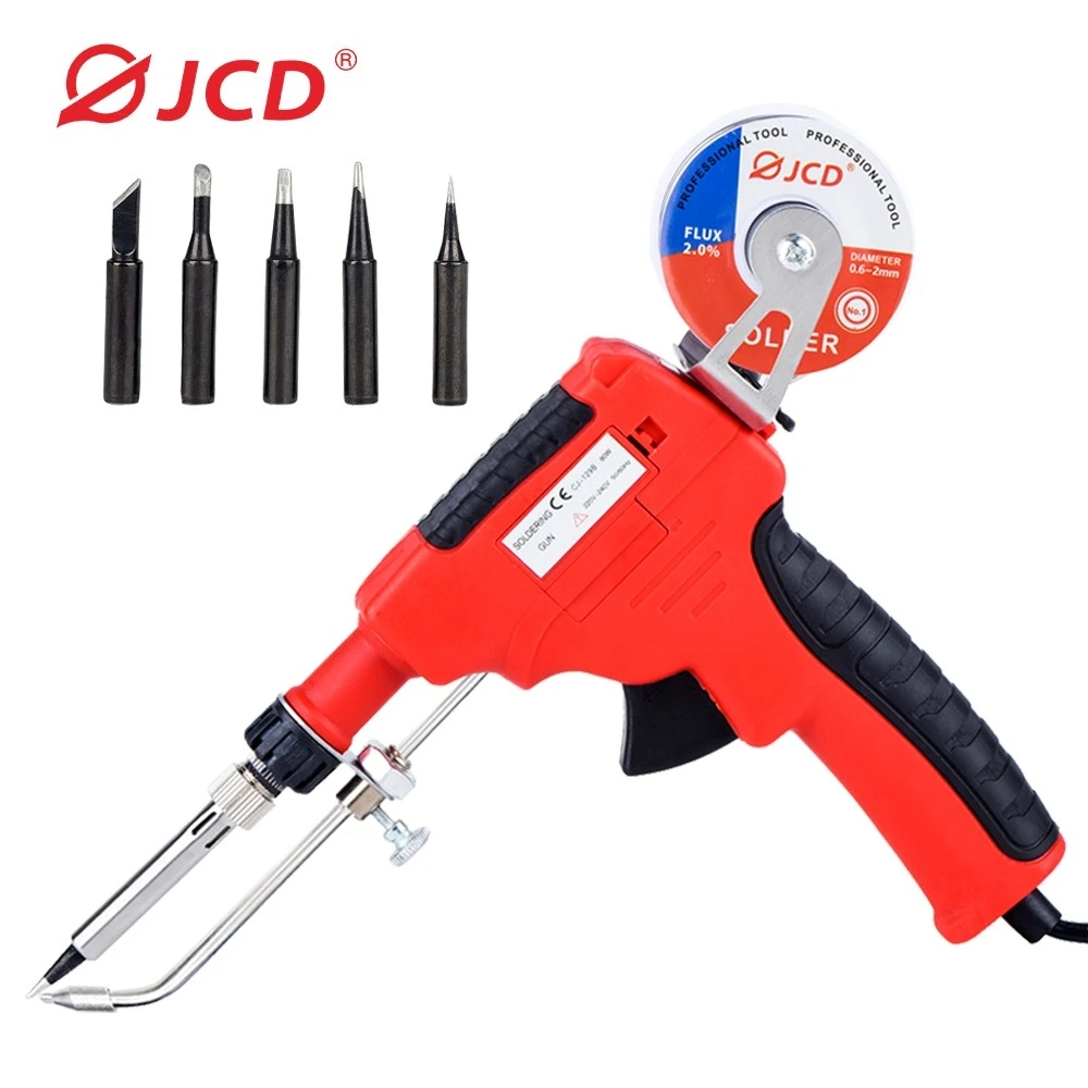 JCD 220V Electric Soldering Iron Gun Manual Tin-feeding Welding Solder Repair Gun Comes With 50G Lead-free Tin High Quality 80W