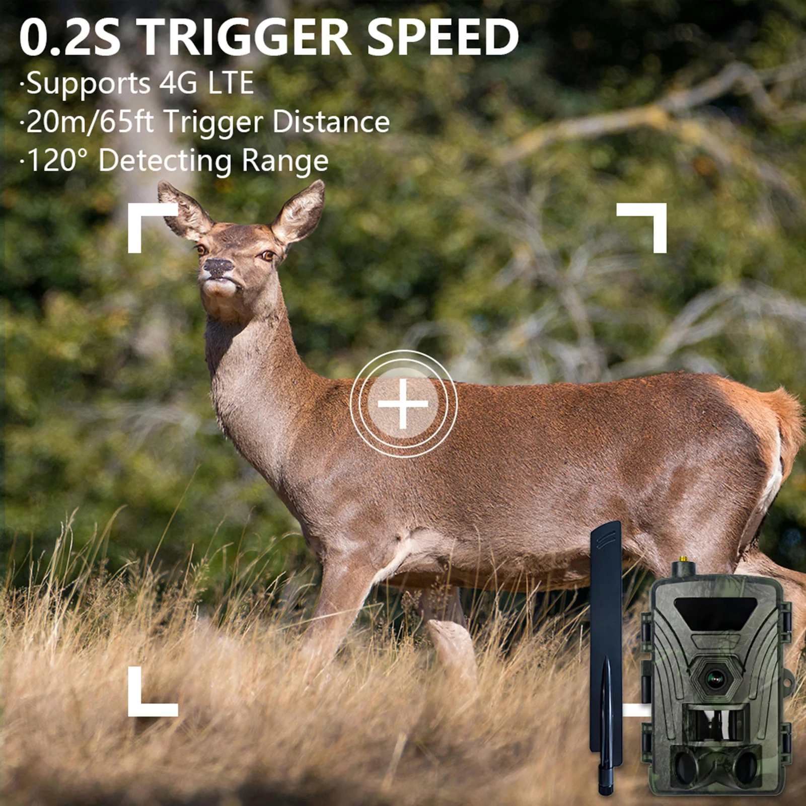 4G Trail Camera 4K Hunting Camera 60MP Photos 15M-20M Super-Fast Trigger Wildlife Camera Infrared Camera Night Vision Camera
