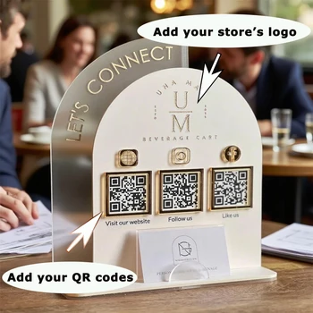 Benutzerdefiniertes Acryl-QR-Code-Zahlungsschild mit Acrylbasis, personalisiertes Logo, Multi-QR-Code, soziale Medien für Google Business Review