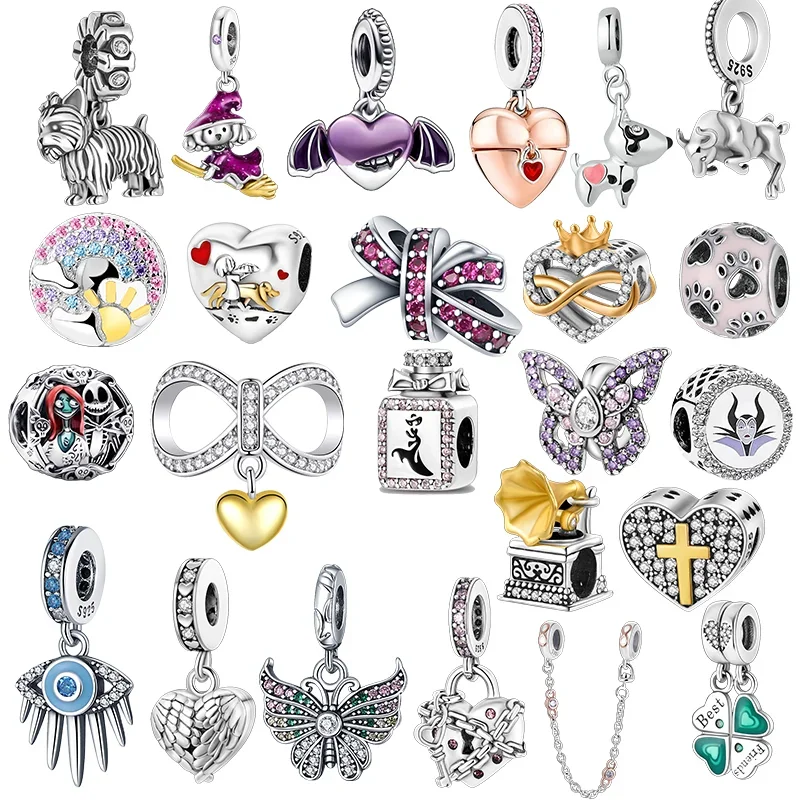 

925 sterling silver puppy sea lion grape dinosaur charm fit pandora original bracelet charm beads necklace Diy female jewelry