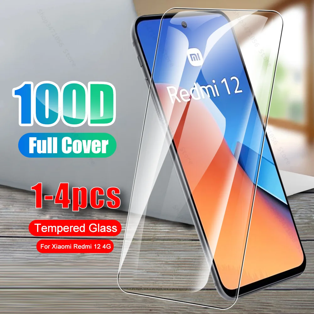 

1-4 шт. 100D закаленное стекло для Xiaomi Redmi 12 4G 2023 защита для экрана Redme Redmy Radmi 12 Redmi12 6,79 дюймов защитное стекло