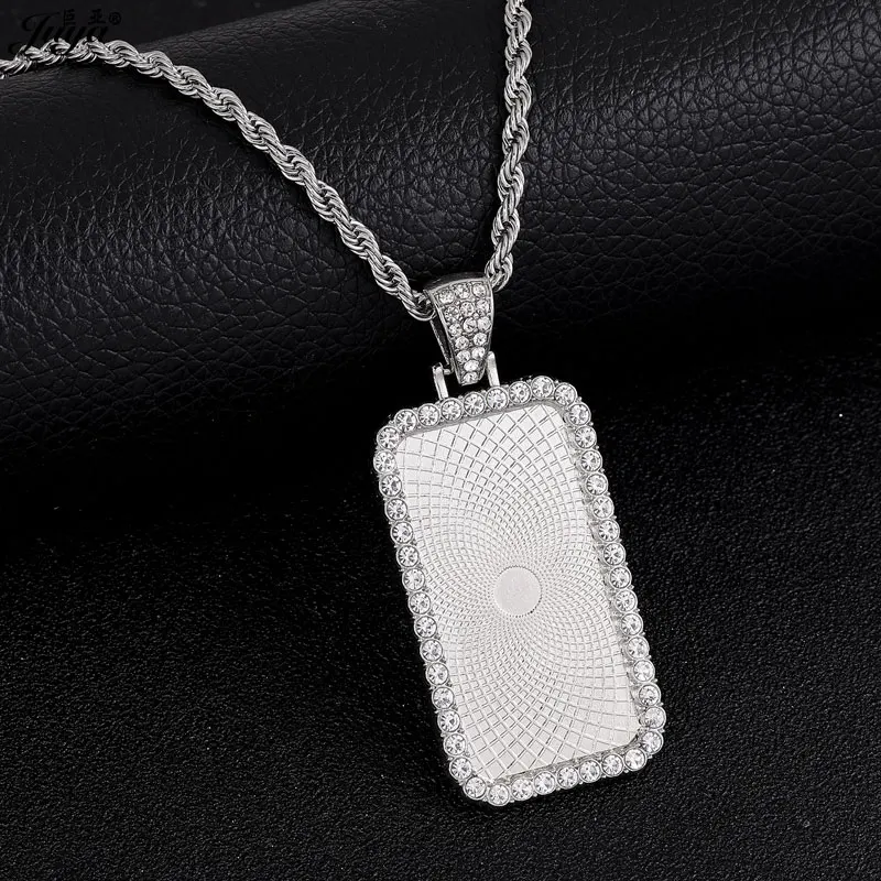 10PCS 60cm Stainless Steel Chain With Blank Alloy Pendant Base Tray For DIY Making Photo Necklaces Jewelry Accessories