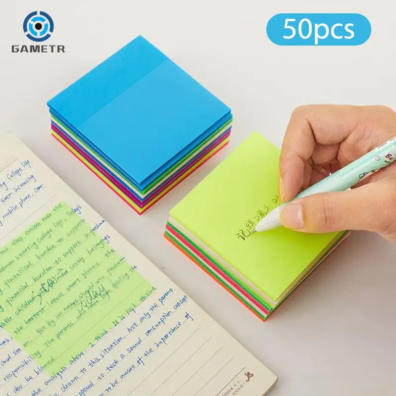 

50 sheets Transparent Sticky Note Pads Waterproof Self-Adhesive Memo Notepad School Office Supplies Stationery