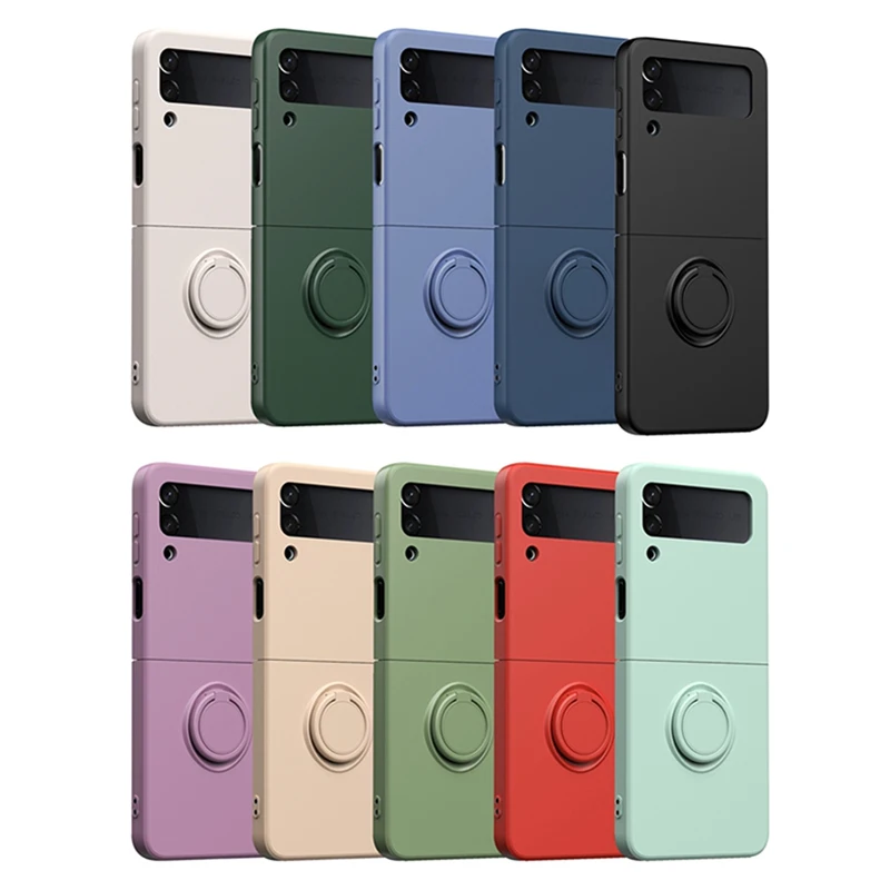 Premium Shockproof Silicone Strap Ring Holder Stand Case - Luxury Soft Flip Cover