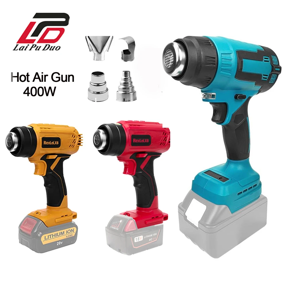 

400W for Makita/Milwaukee/Dewalt Hot Air Gun Cordless 18V Lithium Battery Strong Hair Dryer Handheld Electric Tool