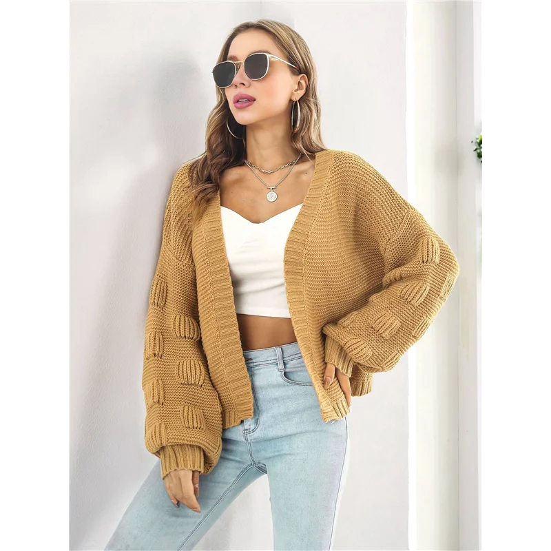 여성 패션- 캐주얼 오버사이즈 스웨터 오픈 프론트 배트윙 롱 슬리브 청키 니트 가디건 아우터웨어 코트