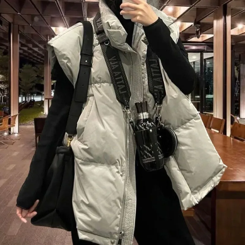 Deeptown Winter Down Vests Women Korean Fashion Oversize Sleeveless Jacket Streetwear College Casual Warm Vintage Hrajuku Vest